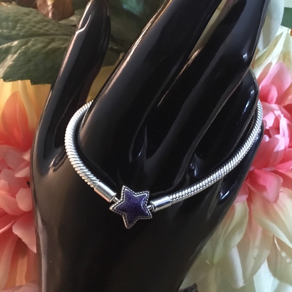 S925 Purple Star Pandora Style Charm Bracelet